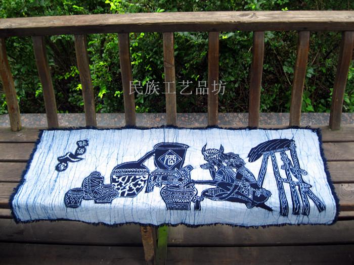 Ethnic Wind Batik Single Layer Wall-mounted Painting Creative Decoration Painting Guizhou Wax Dyeing Process Hanging Cloth Painting Vintage People