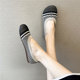 ລະດູໃບໄມ້ປົ່ງແລະລະດູຮ້ອນປີ 2022 ຮູບແບບໃໝ່ breathable knitted color matching mesh beanie women's shoes flat bottom flat heel round toe casual shoes