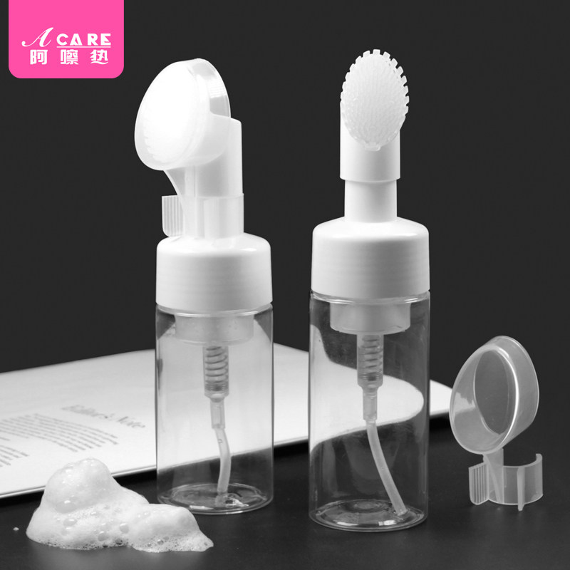 Mousse foam bottle Silicone head face brush bubble bottle Press-type facial cleanser bubble maker Face brush dispensing bottle