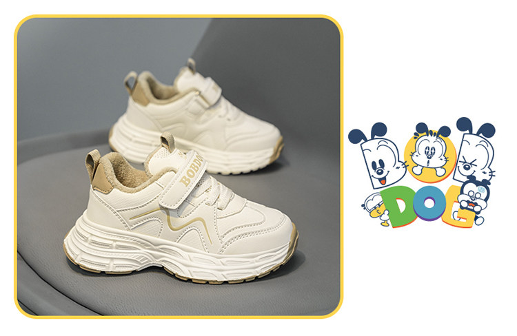 Babudou Children's Shoes Girls' Sports Shoes 2026 Spring and Autumn New Leather Waterproof Kids' White Sneakers Girls' Dad Shoes — 34