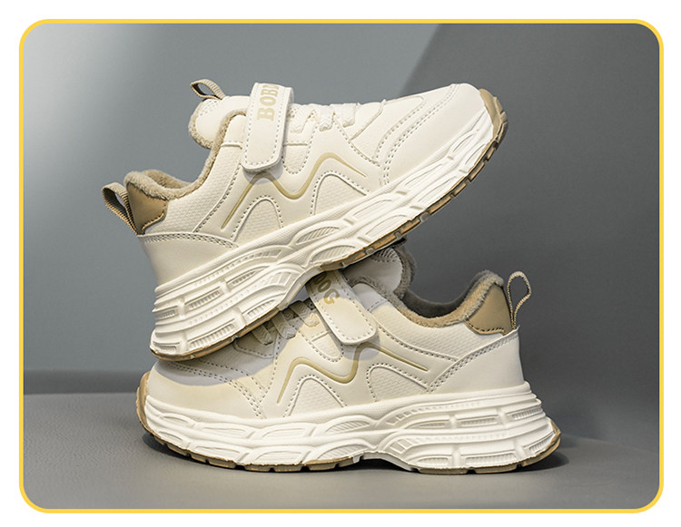 Babudou Children's Shoes Girls' Sports Shoes 2026 Spring and Autumn New Leather Waterproof Kids' White Sneakers Girls' Dad Shoes — 33