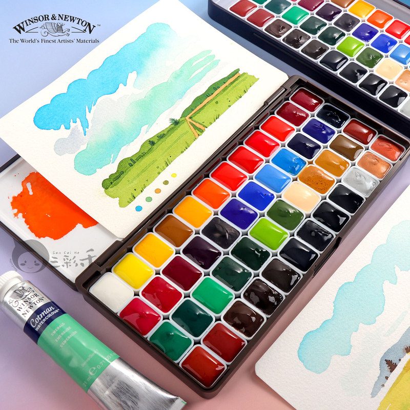 Winsor & Newton Cotman Watercolor Solid Paint, Transparent Watercolor, 24 Colors, 48 Colors, Professional Painting, Nail Art Watercolor