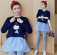 Maruko Head с длинным рукавом скрытый синий цвет