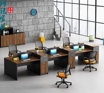 Qingdao office station with cabinet multifunctional staff table company employee card holder panel high cabinet combination table and chair