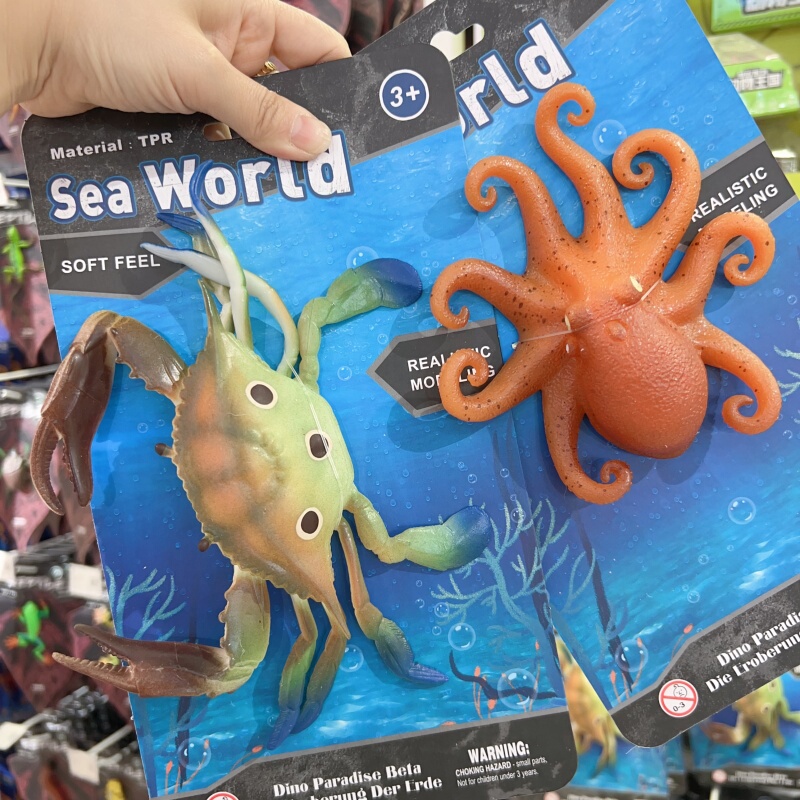 Crab Soft Rubber Simulation Animal Prank Toy for Boys, Funny Gift, Frog, Squid, Pufferfish Animal Model Toy