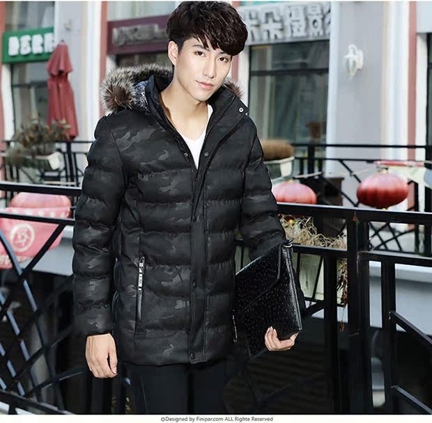 Mùa đông dày áo ấm thanh niên mỏng ngụy trang áo khoác nam cỡ lớn xuống áo khoác cotton mùa đông nam - Quần áo độn bông thể thao áo phao uniqlo