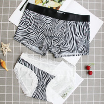 Couple underwear Ice Silk sexy transparent underwear set mens flat corner Womens triangle size passion lace mesh