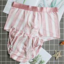 New cute couple underwear pair underwear set milk thin mens flat corner female triangle sexy breathable