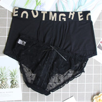 Couples underwear cotton comfortable crotch sexy lace transparent mesh underwear set waist modal summer