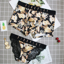 2-pack couple underwear milk silk set double mens and womens underwear sexy passion transparent lace pants