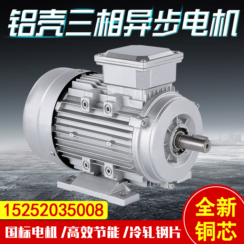 Small aluminum shell three-phase asynchronous motor 380V frequency conversion speed motor GB copper wire motor 370W750W