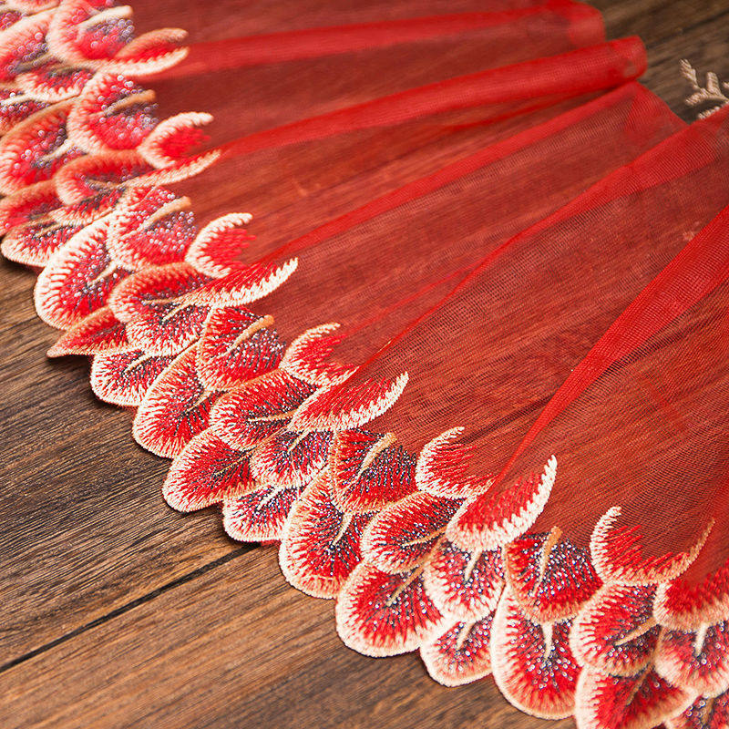 Red Lace Lace Accessories Mesh Yarn Embroidered Diy Sofa Curtains Eva Dresses Dresses Downswing Fabric Width 20cm