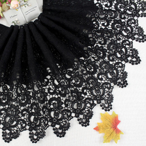 Wide 32cm black water soluble lace accessories handmade diy dress skirt hem edge fabric decorative fabric