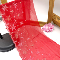 Chiffon lace accessories red snowflakes Christmas clothes decorative fabric Joker clothing accessories handmade diy