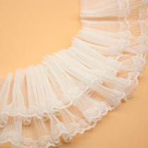 Wide 9cm double pressure pleated web yarn lace DIY clothing accessories Decorative Folds Lace Agaric Skirt Hem Fabric