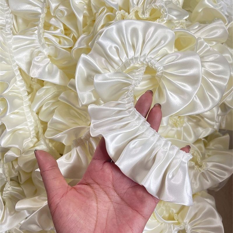 White Double-Layered Ruffled Lace Doll Clothes with Ruffled Skirt Hem and Cuffs, Fan-Shaped Handmade Accessories