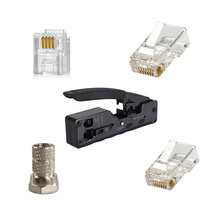 Weak box gold-plated class 7 10 gigabit 5 6 gigabit crystal head Telephone metric TV head 90 degree elbow network cable clamp