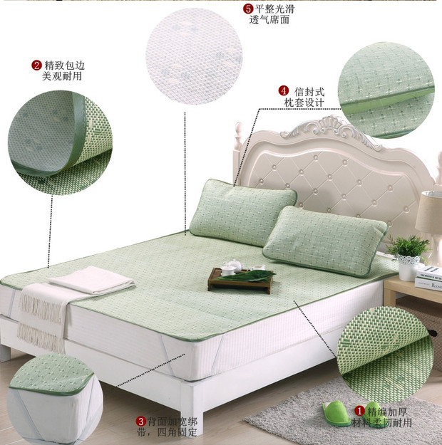 Tự nhiên châu Á cỏ mat lụa băng ba mảnh ghế máy lạnh ghế sinh viên độc thân Thảm 1.2 / 1.5 / 1.8 m miễn phí vận chuyển - Thảm mùa hè chiếu mây muji