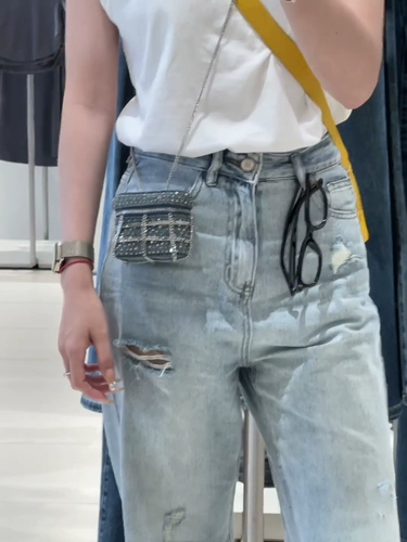 Джинсовая помада, маленькая сумка на одно плечо, сумка через плечо, новая коллекция, в корейском стиле