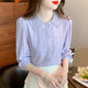 2023 doll collar lace shirt women's long-sleeved design sense foreign style hollowed out long-sleeved cotton shirt fashion age-reducing tops