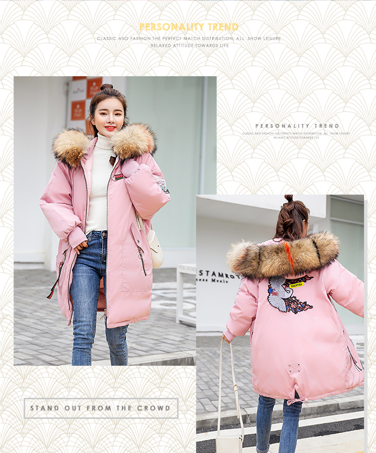 Quần áo cotton chống mùa nữ dài phiên bản Hàn Quốc áo khoác cotton độn ấm cổ áo lông thú lớn 2018 áo cotton mới nữ thủy triều áo phao thân dài nữ đẹp