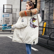Quần áo cotton chống mùa nữ dài phiên bản Hàn Quốc áo khoác cotton độn ấm cổ áo lông thú lớn 2018 áo cotton mới nữ thủy triều