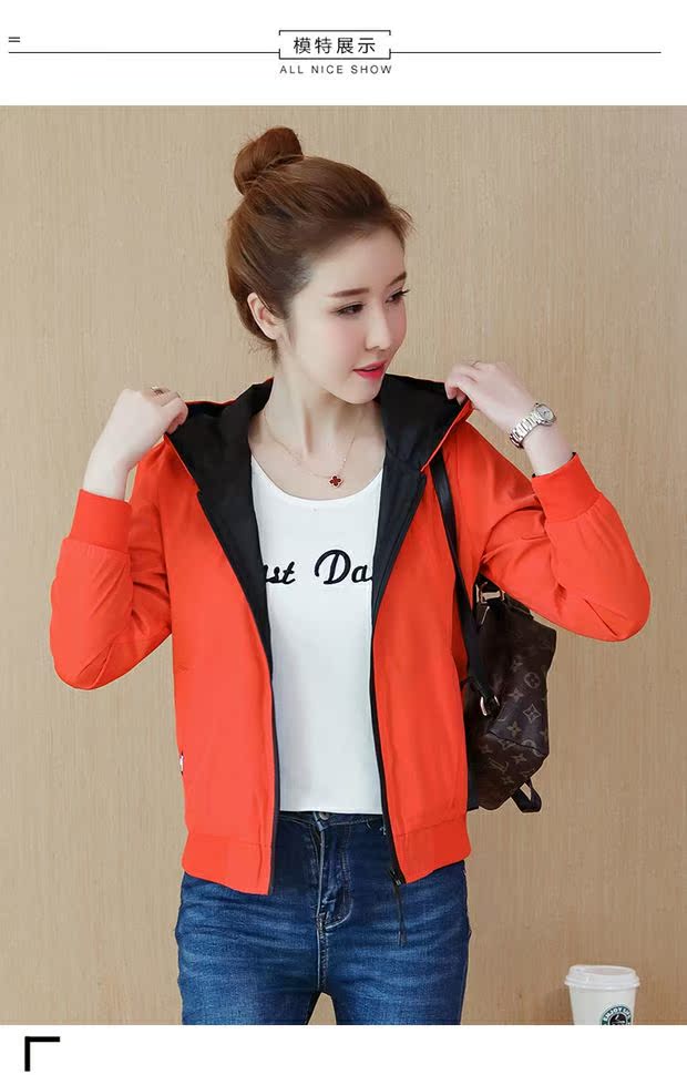 Mùa xuân 2018 mới áo ngắn nữ mùa xuân và mùa thu hai mặt phiên bản Hàn Quốc của đồng phục bóng chày hoang dã áo khoác thường áo khoác công sở