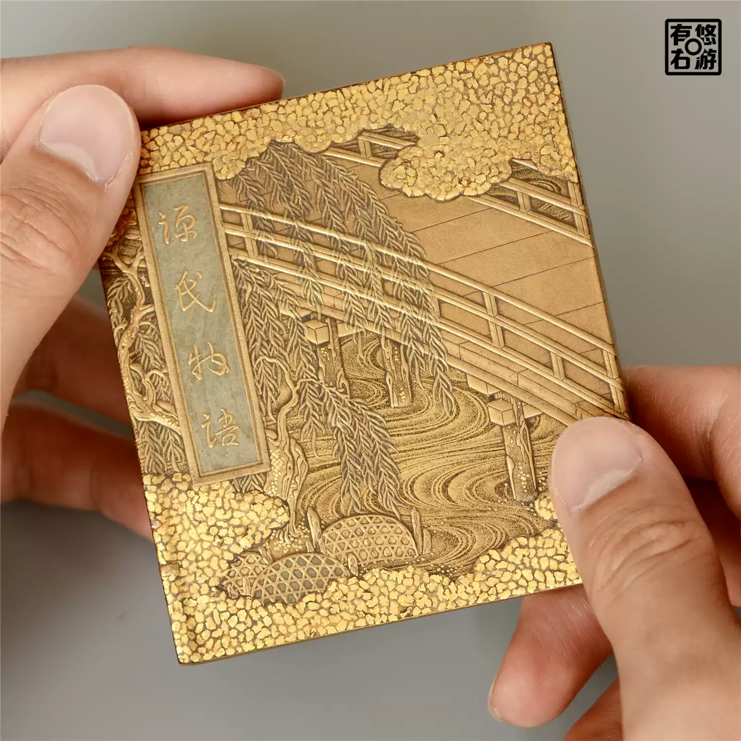 日本明治時代手工螺鈝漆器盒收藏級輪島塗藝術品鷺蒔繪香盒