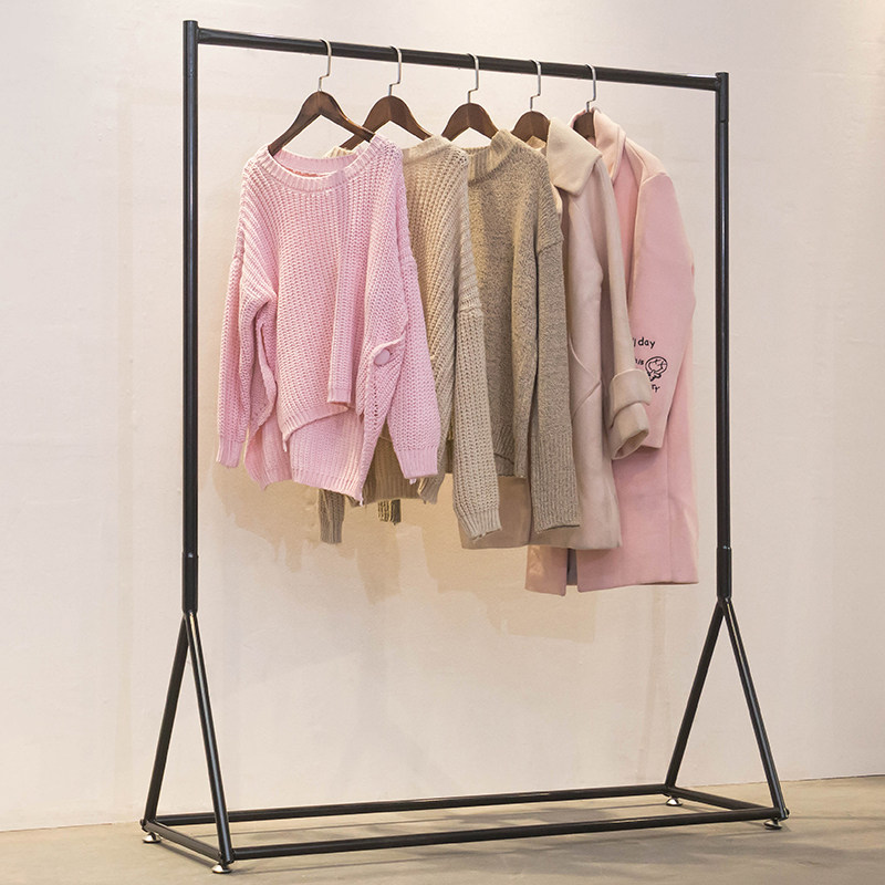 Hanger Floor-to-ceiling clothing store display rack black Nakajima display rack men's and women's clothing store shelf children's clothing hanger