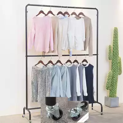 Clothing store double display floor women's clothing shelves children's clothing studio hanger movable belt-pulley