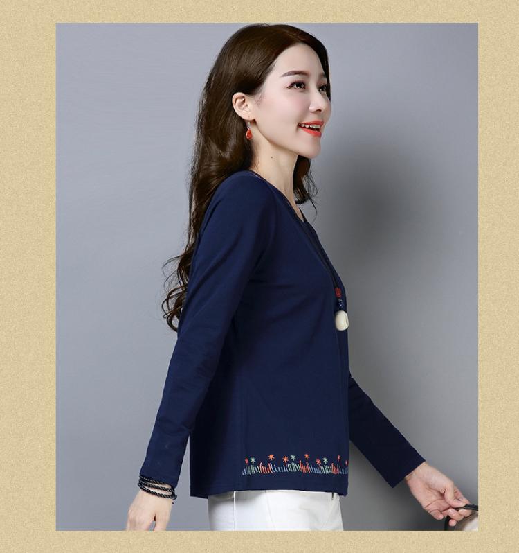 Áo dài tay nữ 2018 mới thu đông trung niên bên ngoài mặc 30 - 40 tuổi 50 chiếc áo thun cotton rộng mút hoang dã áo phông ngắn tay