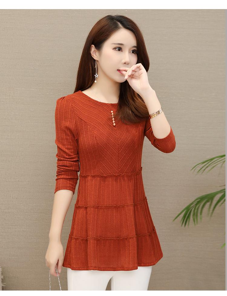 Mùa xuân và mùa thu của phụ nữ tuổi trung niên mặc áo sơ mi chạm đáy mẹ tải quần áo mùa thu tuổi trung niên 30 tuổi 40 mặc quần áo dài tay 50 quần áo trung niên