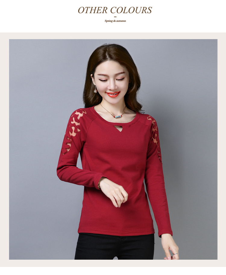 Áo dài tay nữ 2018 mới thu đông trung niên bên ngoài mặc 30 - 40 tuổi 50 chiếc áo thun cotton rộng mút hoang dã áo thun nữ đẹp