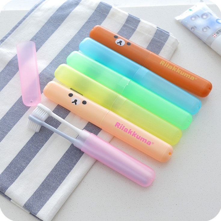 Korean Version Travel Toothbrush Box Fresh Cartoon Creativity portable cylindrical with lid anti-bacteria containing box minima