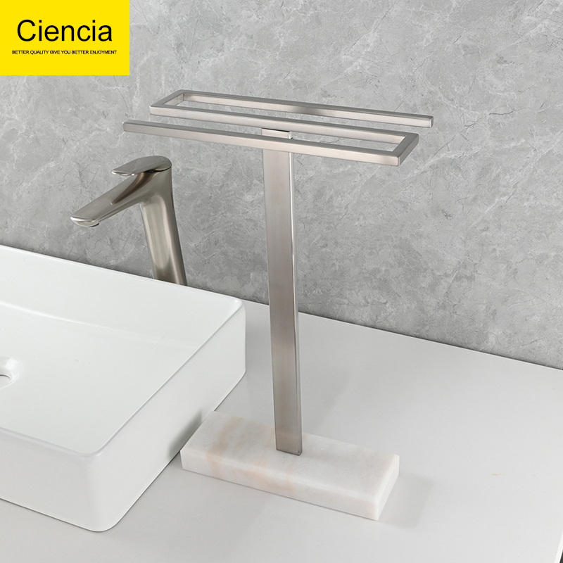 Bathroom Countertop Standing Towel Rack, Non-Slip Curved Towel Bar for Toilet, Punch-Free and Movable Towel Rack for Bathroom