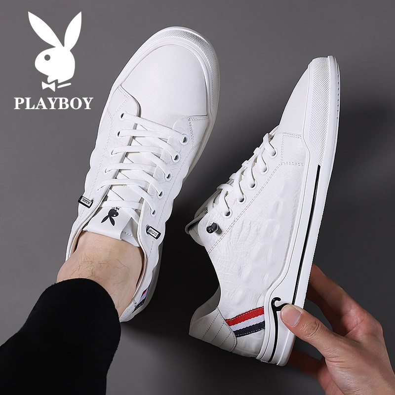Playboy's shoes 2022 new leather small white shoes male autumn breathable sports leisure board shoes tide male