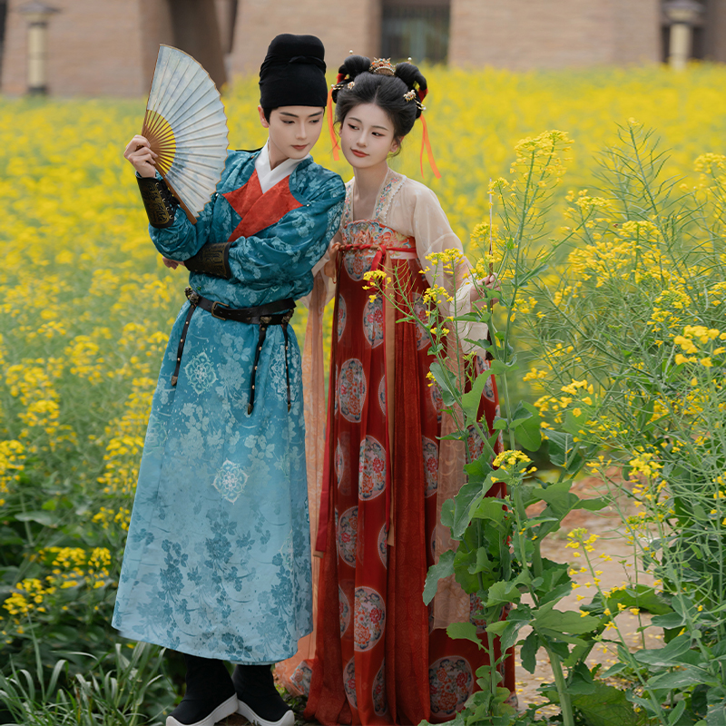 Danya Collection [Prosperous Era] Original Authentic Cp Couple Hanfu Small Tang Style Chest-Length Skirt Round Neck Robe for Men and Women Summer