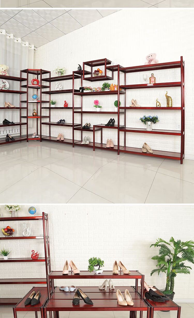 Cửa hàng giày trung tâm thương mại giày giá đơn giản thời trang quầy hành lý túi trưng bày tủ miễn phí kết hợp kệ giày nhiều lớp