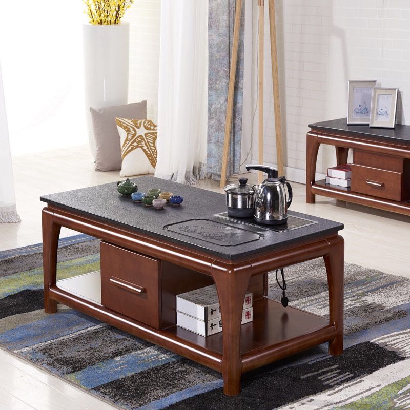 Fire stone Kung Fu tea TV cabinet combination Chinese solid wood living room modern simple small household tea table set