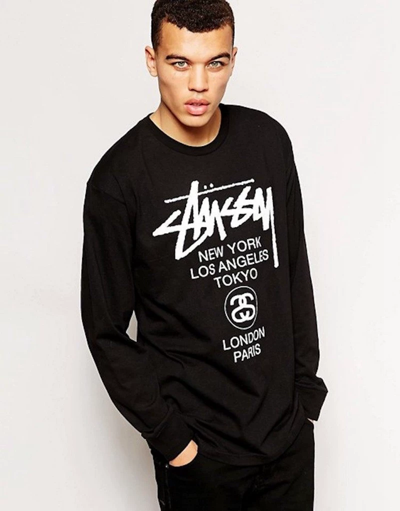 Meichao SS Australian version of male long -sleeved Tee black and white world patrol classic series