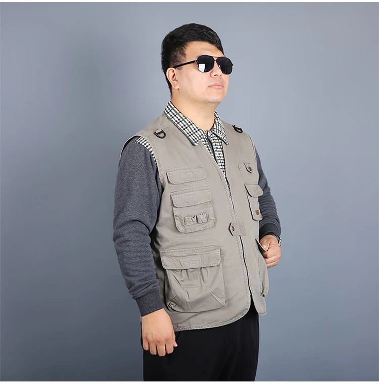 Mùa xuân và mùa thu cotton nhiều túi cộng với phân bón XL chụp ảnh câu cá nhiều mũ trung niên vest nam vest áo ba lỗ tập gym
