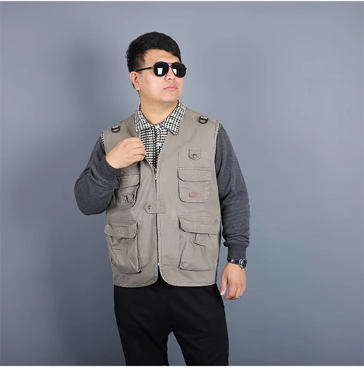 Mùa xuân và mùa thu cotton nhiều túi cộng với phân bón XL chụp ảnh câu cá nhiều mũ trung niên vest nam vest áo ba lỗ tập gym