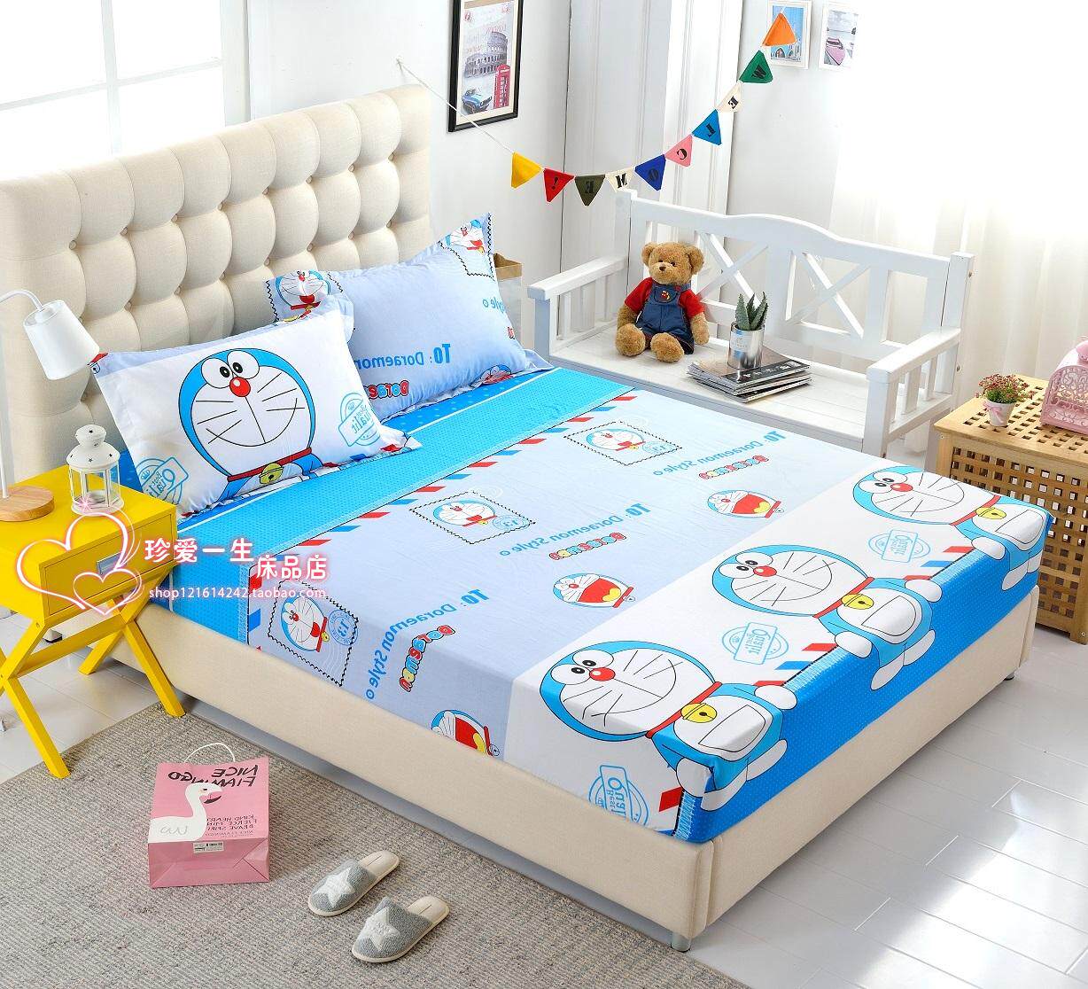 Single-piece cartoon fitted sheet, bed cover, bed cover 1 8m 2m2 2 mattress protection brown cushion cover thin section 1 2m 1 5m bed