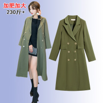 Fatty size womens suit collar windbreaker dress female 2021 autumn new fat mm200 Jin coat slim