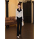 2026 Spring New Women's Slim Fit Elegant Minimalist Versatile Patchwork Socialite Jacket and Pants Two-Piece Set D3837
