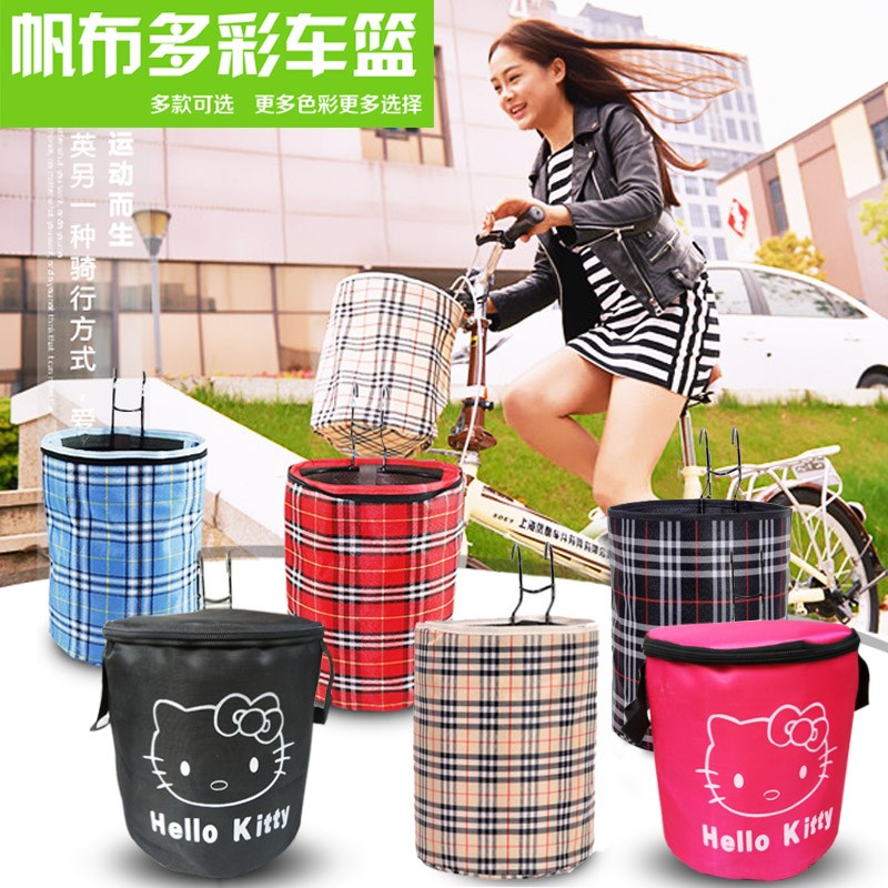 Skateboard electric car front pocket folding bicycle cloth basket front basket with lid tarpaulin hanging blue hanging basket