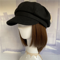 Sun-series wool pure colour moose black adjustable for autumn and winter casual female style painter hat anise cap for childrens hat