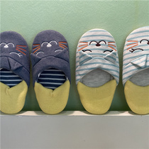 Full 2 Double packs heels Heel Cute Cartoon Embroidery Baotou Winter Warm Indoor Floor Soft Bottom Female Slippers