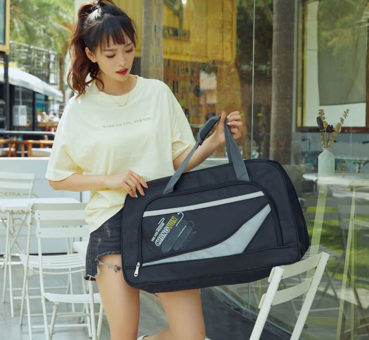 Phiên bản Hàn Quốc của túi hành lý vải Oxford dung tích lớn túi duffel nhẹ đi khoảng cách ngắn Túi du lịch nữ xách tay đơn giản chống thấm nước - Túi du lịch
