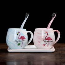 European-style marble ceramic wash cup couples ins mouthwash cup set home brushing Cup pair of teeth cylinder